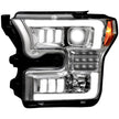 Ford F150 15-17 (Replaces OEM Halogen Style Head Lights Only) 6K LED PROJECTOR HEADLIGHTS w/ Ultra High Power Smooth OLED DRL & SCANNING SWITCHBACK High Power Amber LED Turn Signals - Clear / Chrome - Image 4