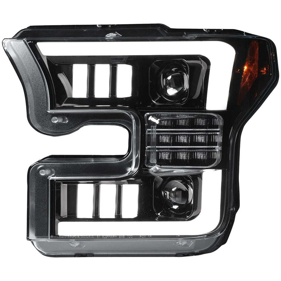 Ford F150 15-17 (Replaces OEM LED Style Head Lights Only) 6K LED PROJECTOR HEADLIGHTS w/ Ultra High Power Smooth OLED DRL & SCANNING SWITCHBACK High Power Amber LED Turn Signals - Smoked / Black - Image 4