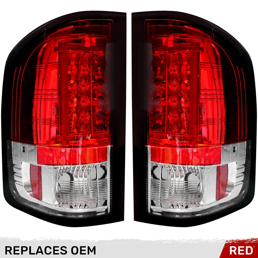 Chevy Silverado 07-13 Single-Wheel & 07-14 Dually & GMC Sierra 07-14 (Dually Only) 2nd GEN Body Style OLED TAIL LIGHTS - Red Lens