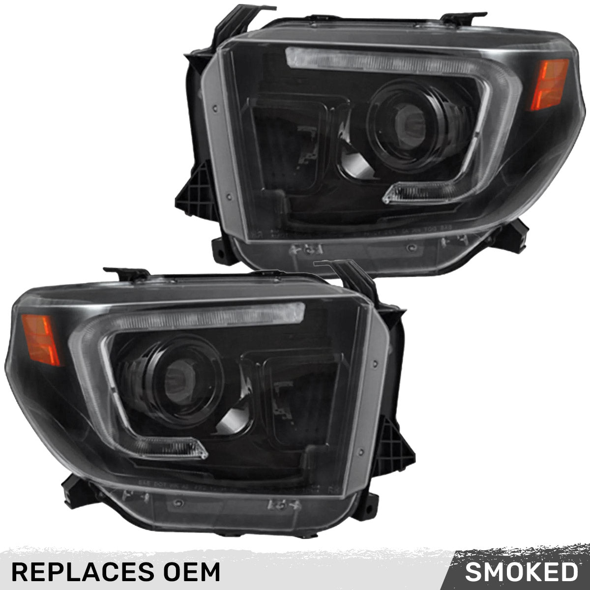 Toyota Tundra 14-21 PROJECTOR HEADLIGHTS w/ Ultra High Power OLED DRL - Smoked / Black - Image 4