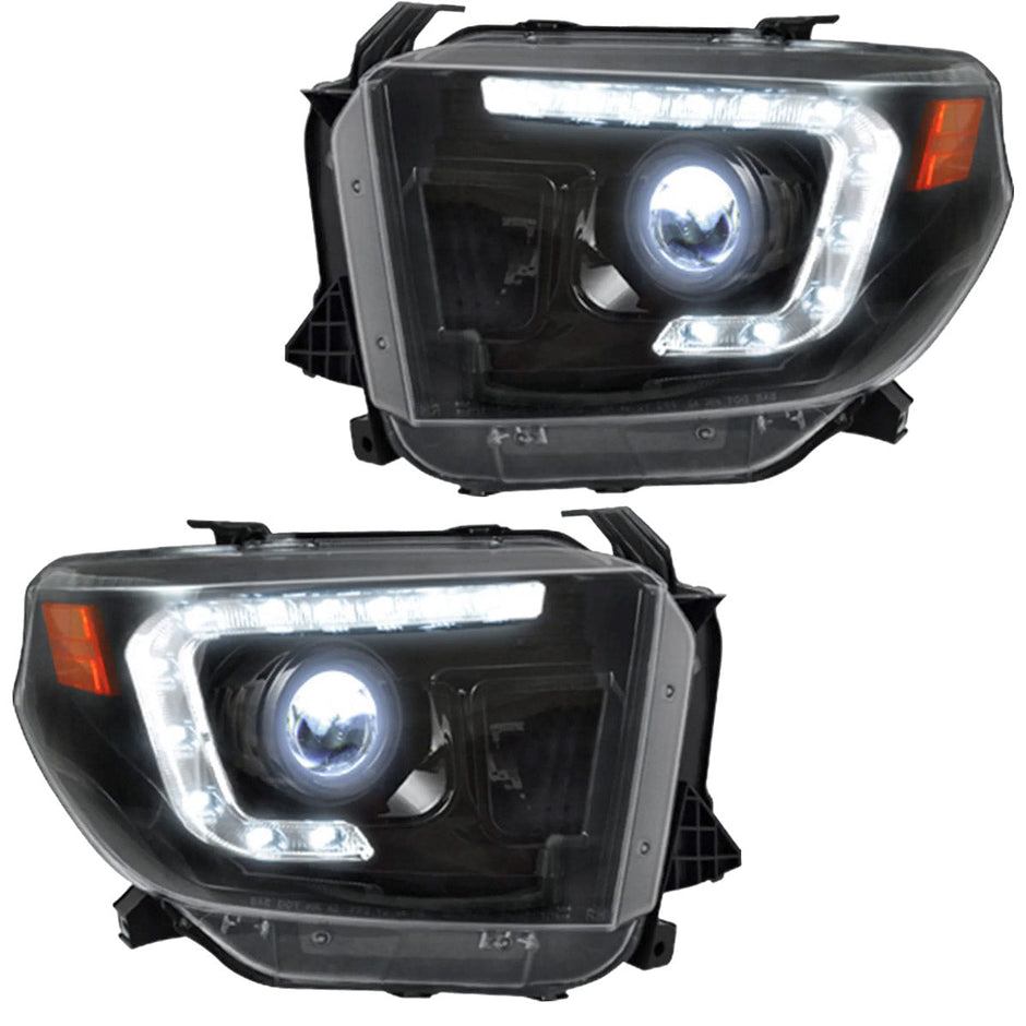 Toyota Tundra 14-21 PROJECTOR HEADLIGHTS w/ Ultra High Power OLED DRL - Smoked / Black - Image 2