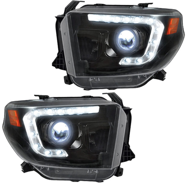 Toyota Tundra 14-21 PROJECTOR HEADLIGHTS w/ Ultra High Power OLED DRL - Smoked / Black - Image 2
