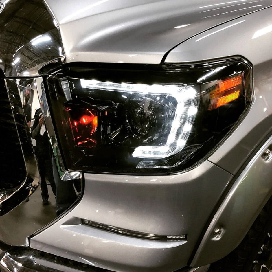 Toyota Tundra 14-21 PROJECTOR HEADLIGHTS w/ Ultra High Power OLED DRL - Smoked / Black - Image 3