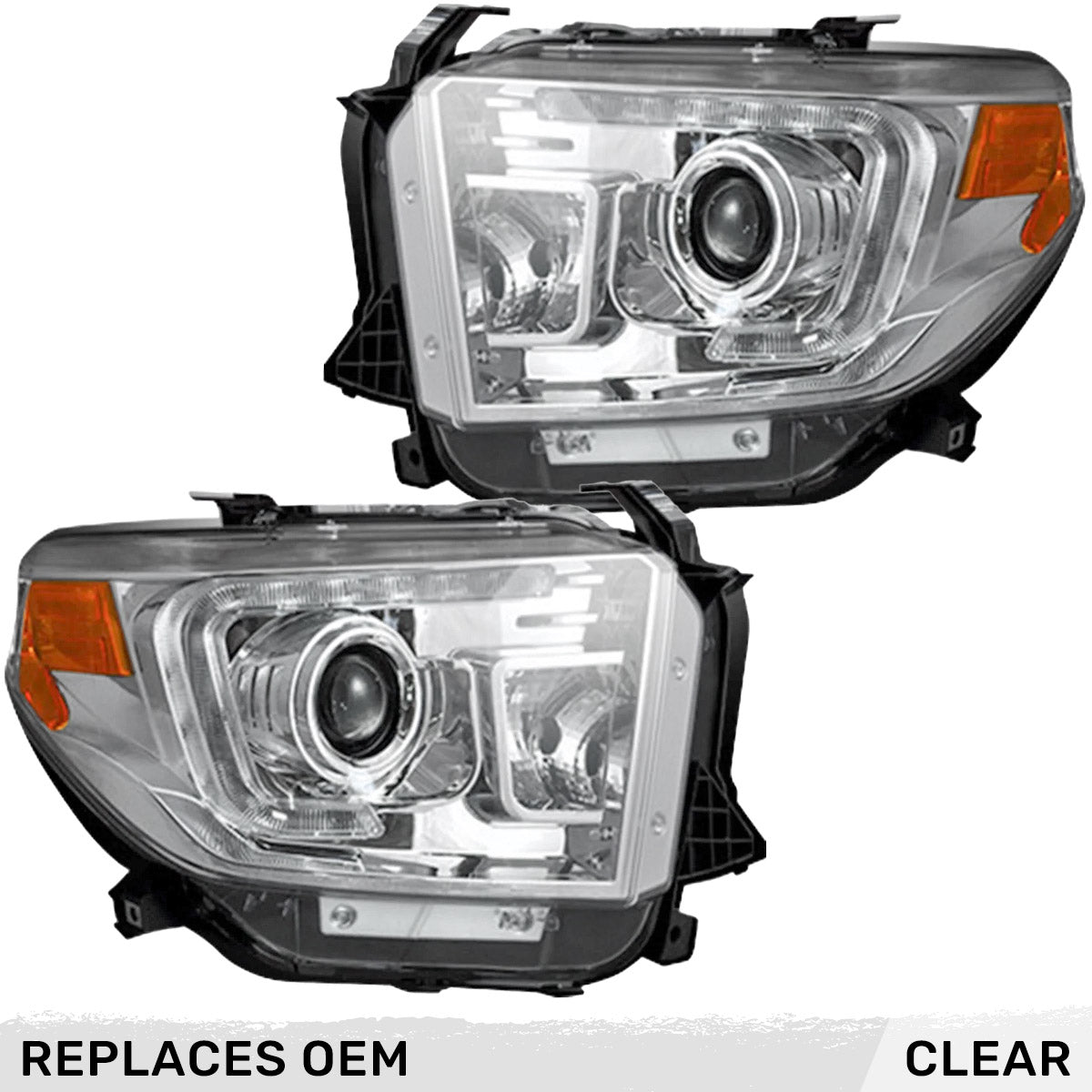 Toyota Tundra 14-21 PROJECTOR HEADLIGHTS w/ Ultra High Power OLED DRL - Clear / Chrome - Image 2