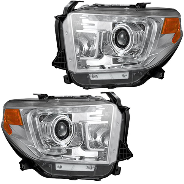 Toyota Tundra 14-21 PROJECTOR HEADLIGHTS w/ Ultra High Power OLED DRL - Clear / Chrome