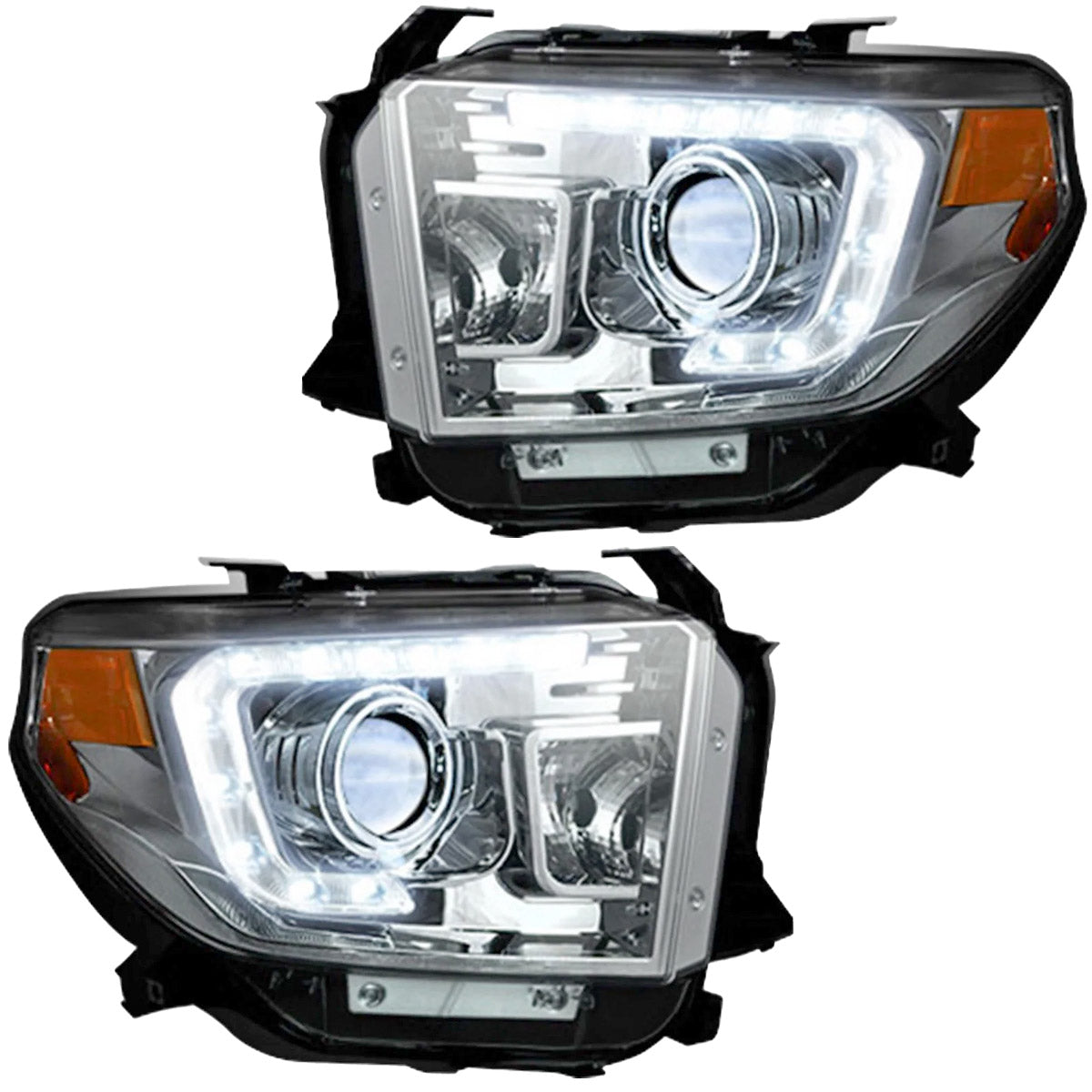 Toyota Tundra 14-21 PROJECTOR HEADLIGHTS w/ Ultra High Power OLED DRL - Clear / Chrome - Image 4