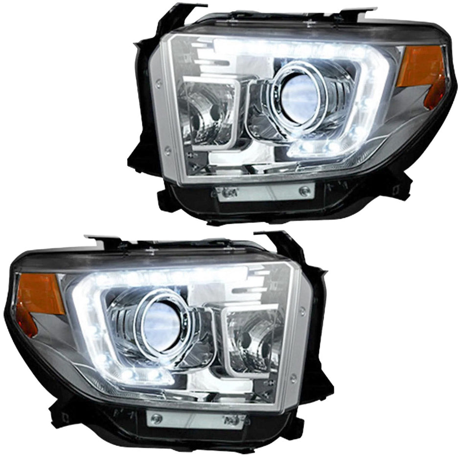 Toyota Tundra 14-21 PROJECTOR HEADLIGHTS w/ Ultra High Power OLED DRL - Clear / Chrome - Image 4