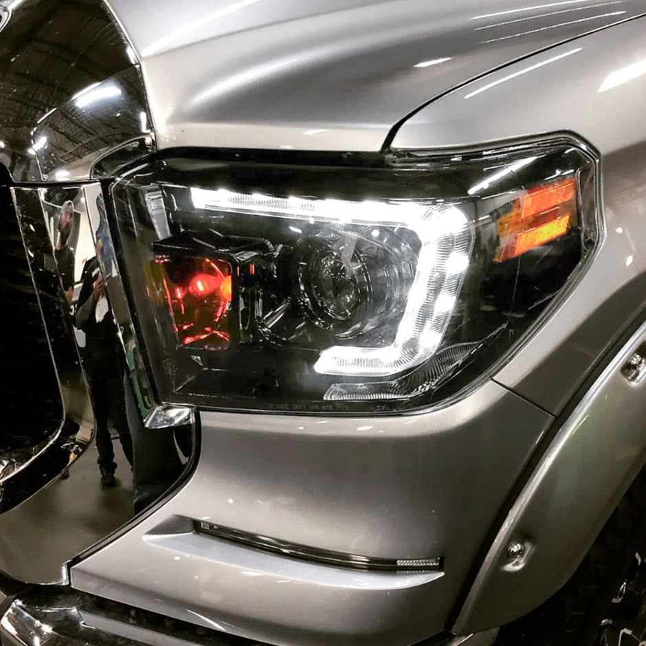 Toyota Tundra 14-21 PROJECTOR HEADLIGHTS w/ Ultra High Power OLED DRL - Clear / Chrome - Image 3