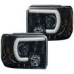 GMC Sierra 14-18 1500 (3rd GEN Body Style) & 14-19 2500/3500 PROJECTOR HEADLIGHTS w/ Ultra High Power Smooth White OLED DRL & SCANNING SWITCHBACK High Power Amber LED Turn Signals - Smoked / Black - Image 4