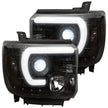 GMC Sierra 14-18 1500 (3rd GEN Body Style) & 14-19 2500/3500 PROJECTOR HEADLIGHTS w/ Ultra High Power Smooth White OLED DRL & SCANNING SWITCHBACK High Power Amber LED Turn Signals - Smoked / Black - Image 3