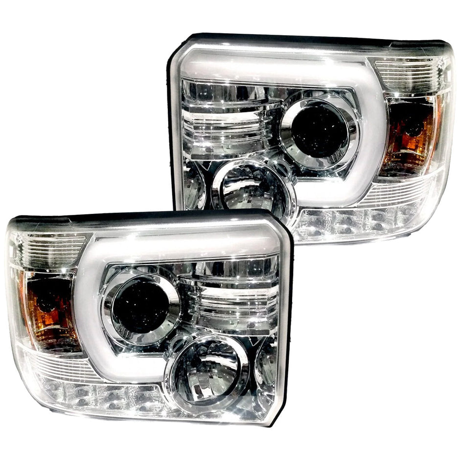 GMC Sierra 14-18 1500 (3rd GEN Body Style) & 14-19 2500/3500 PROJECTOR HEADLIGHTS w/ SMOOTH OLED HALOS & DRL - Clear / Chrome