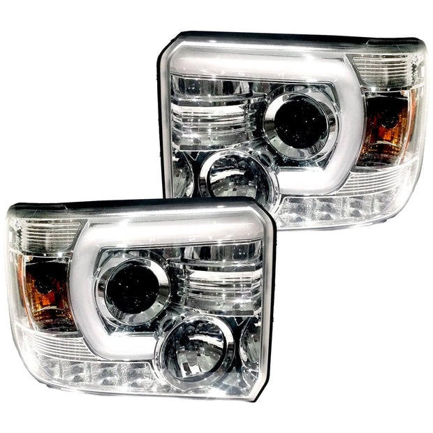 GMC Sierra 14-18 1500 (3rd GEN Body Style) & 14-19 2500/3500 PROJECTOR HEADLIGHTS w/ SMOOTH OLED HALOS & DRL - Clear / Chrome