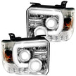 GMC Sierra 14-18 1500 (3rd GEN Body Style) & 14-19 2500/3500 PROJECTOR HEADLIGHTS w/ SMOOTH OLED HALOS & DRL - Clear / Chrome - Image 2