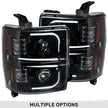 Chevrolet Silverado 2500/3500 Heavy Duty 14-19 (3rd GEN Body Style) PROJECTOR HEADLIGHTS w/ Ultra High Power Smooth OLED HALOS & DRL - Smoked / Black