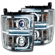 Chevrolet Silverado 2500/3500 Heavy Duty 14-19 (3rd GEN Body Style) PROJECTOR HEADLIGHTS w/ Ultra High Power Smooth OLED HALOS & DRL - Clear / Chrome - Image 3