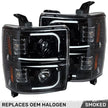 Chevrolet Silverado 2500/3500 Heavy Duty 14-19 (3rd GEN Body Style) PROJECTOR HEADLIGHTS w/ Ultra High Power Smooth OLED HALOS & DRL - Smoked / Black - Image 4