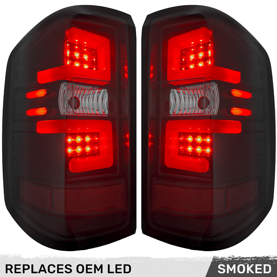 Chevy Silverado 16-18 1500 & 16-19 2500/3500 (Replaces Factory OEM LED Tail Lights ONLY - Also Fits GMC Sierra 15-19 Dually Body Style with Factory OEM LED Tail Lights ONLY) OLED TAIL LIGHTS - Smoked Lens - Image 2