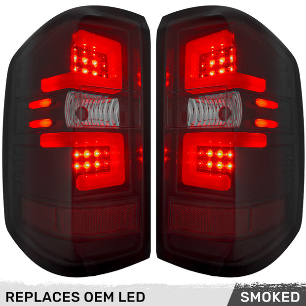 Chevy Silverado 16-18 1500 & 16-19 2500/3500 (Replaces Factory OEM LED Tail Lights ONLY - Also Fits GMC Sierra 15-19 Dually Body Style with Factory OEM LED Tail Lights ONLY) OLED TAIL LIGHTS - Smoked Lens - Image 2