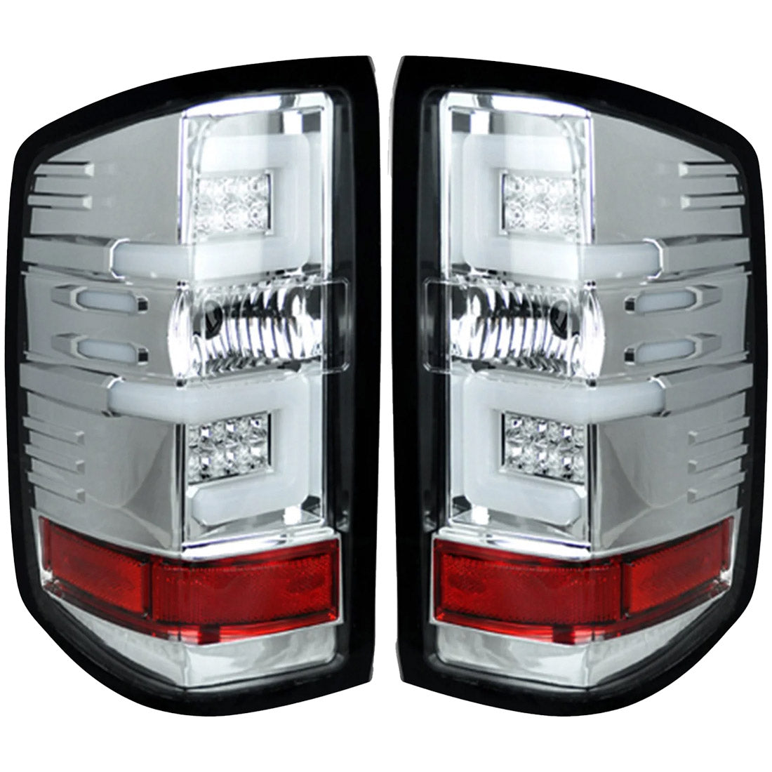 Chevy Silverado 16-18 1500 & 16-19 2500/3500 (Replaces Factory OEM LED Tail Lights ONLY - Also Fits GMC Sierra 15-19 Dually Body Style with Factory OEM LED Tail Lights ONLY) OLED TAIL LIGHTS - Clear Lens - Image 2