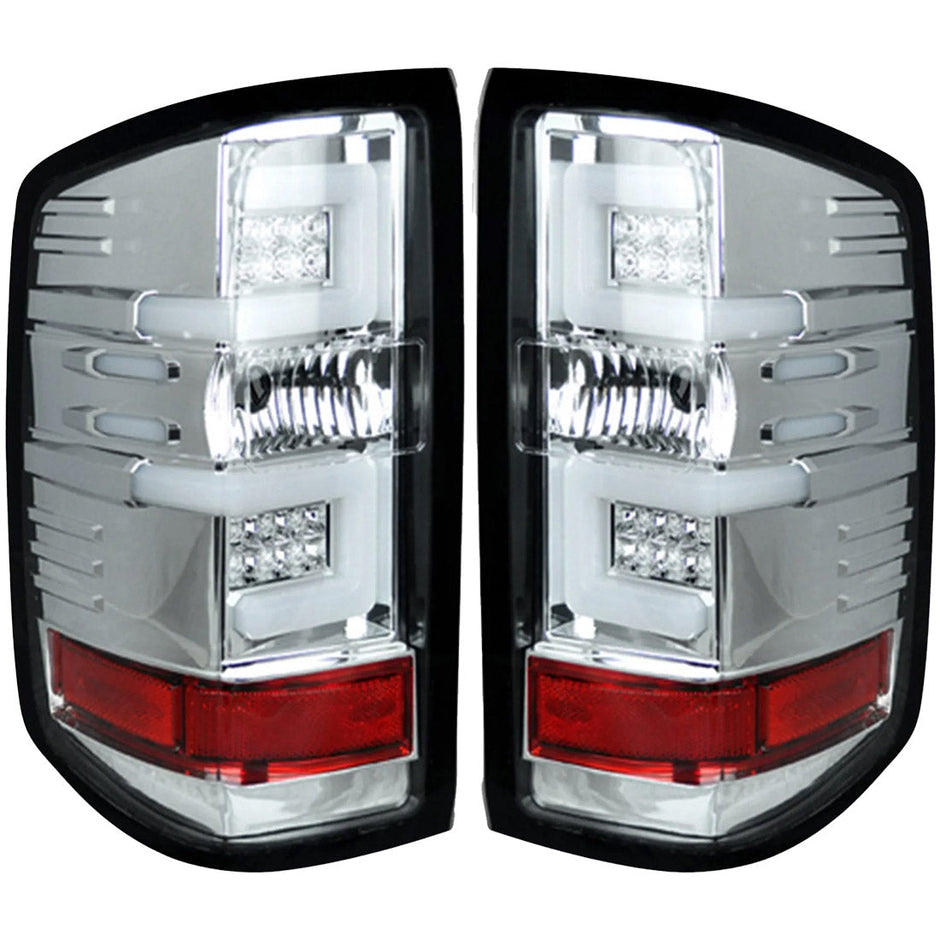 Chevy Silverado 16-18 1500 & 16-19 2500/3500 (Replaces Factory OEM LED Tail Lights ONLY - Also Fits GMC Sierra 15-19 Dually Body Style with Factory OEM LED Tail Lights ONLY) OLED TAIL LIGHTS - Clear Lens - Image 2