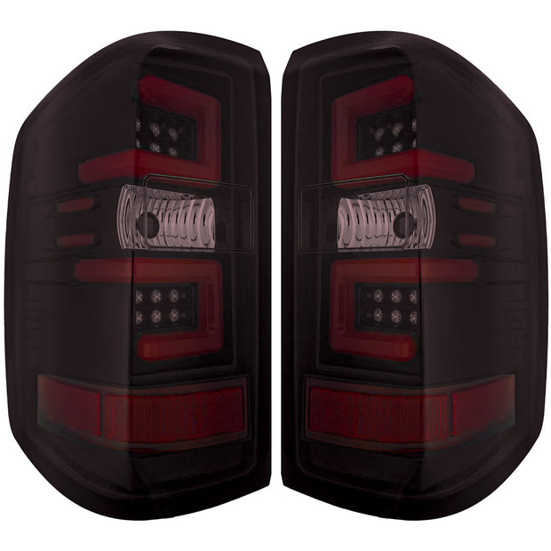Chevy Silverado 16-18 1500 & 16-19 2500/3500 (Replaces Factory OEM LED Tail Lights ONLY - Also Fits GMC Sierra 15-19 Dually Body Style with Factory OEM LED Tail Lights ONLY) OLED TAIL LIGHTS - Dark Red Smoked Lens - Image 2