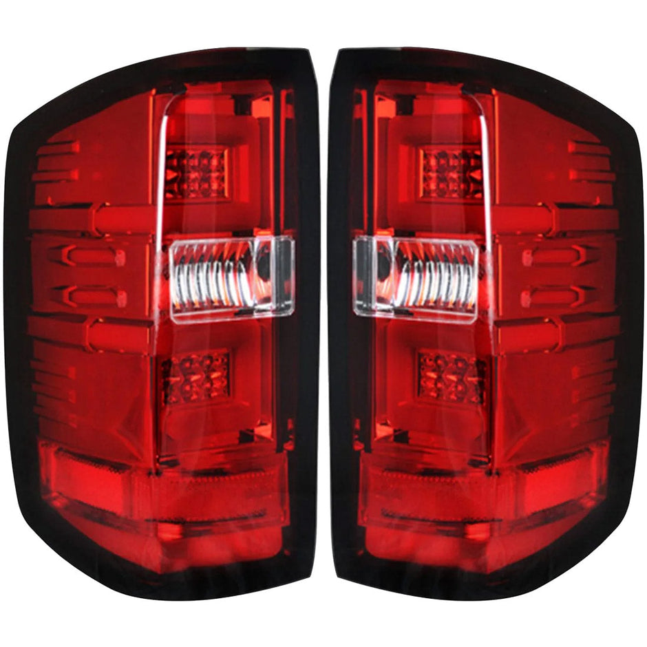 Chevy Silverado 16-18 1500 & 16-19 2500/3500 (Replaces Factory OEM LED Tail Lights ONLY - Also Fits GMC Sierra 15-19 Dually Body Style with Factory OEM LED Tail Lights ONLY) OLED TAIL LIGHTS - Red Lens