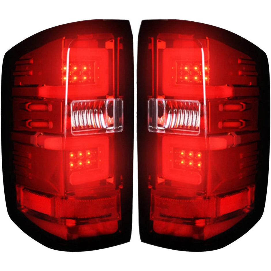 Chevy Silverado 16-18 1500 & 16-19 2500/3500 (Replaces Factory OEM LED Tail Lights ONLY - Also Fits GMC Sierra 15-19 Dually Body Style with Factory OEM LED Tail Lights ONLY) OLED TAIL LIGHTS - Red Lens - Image 3