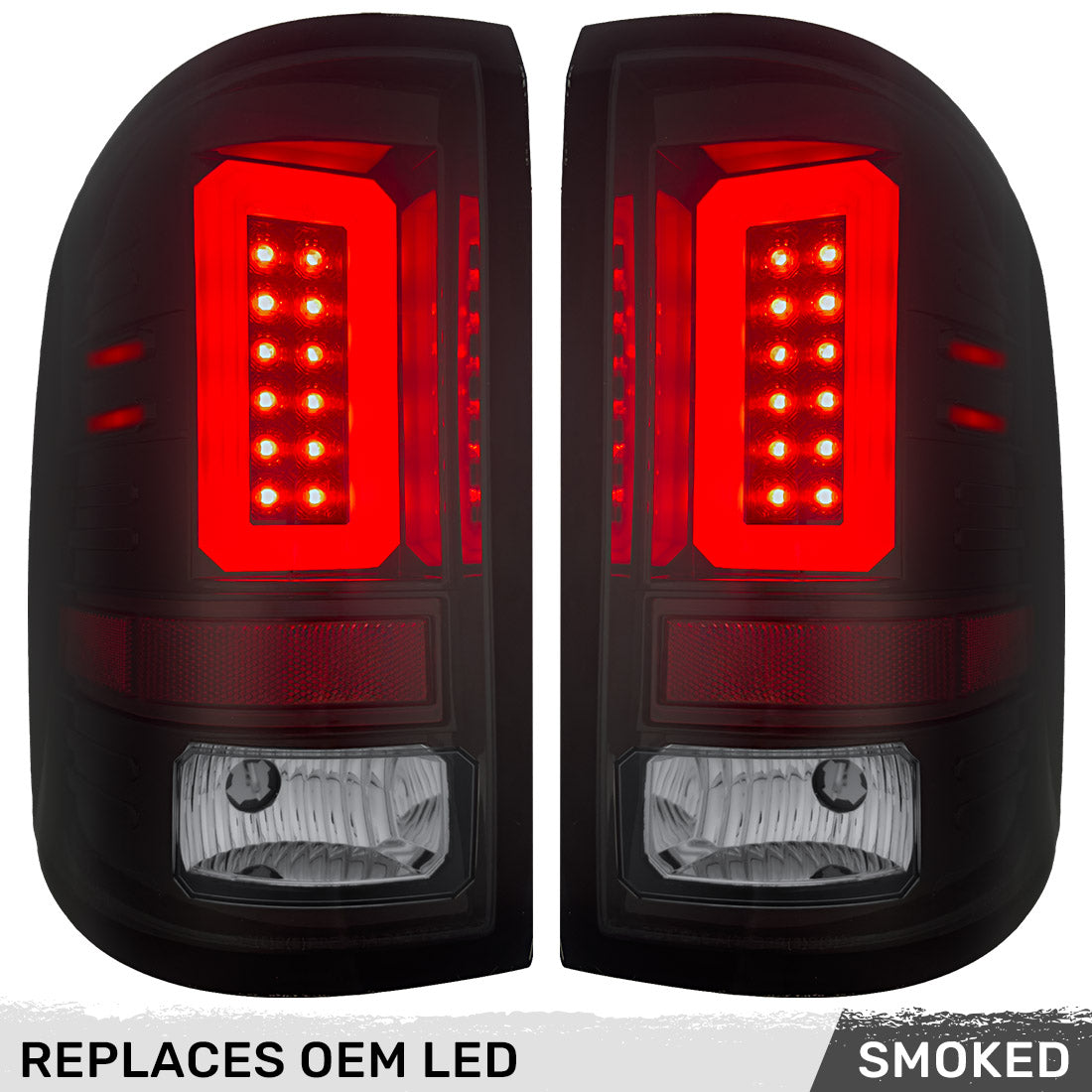 GMC Sierra 16-18 1500 & 16-19 2500/3500 (Only Fits Single Wheel Body Style Trucks with Factory OEM LED Tail Lights) OLED TAIL LIGHTS - Smoked Lens - Image 2