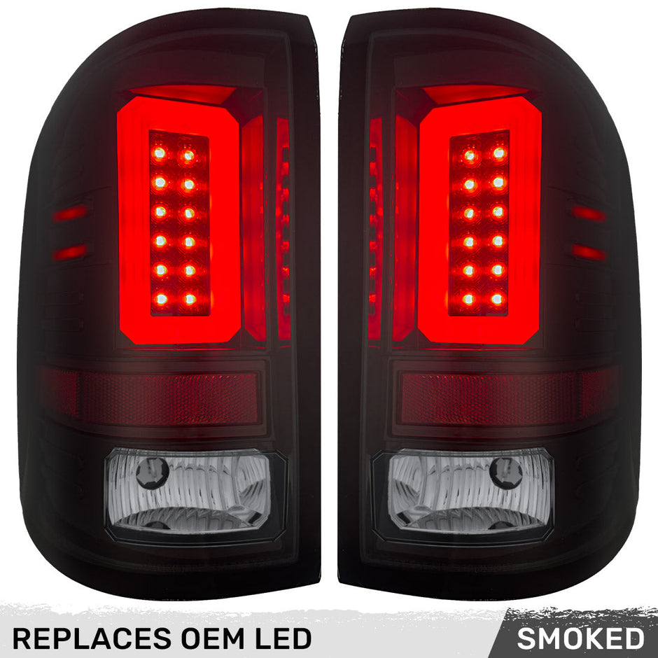 GMC Sierra 16-18 1500 & 16-19 2500/3500 (Only Fits Single Wheel Body Style Trucks with Factory OEM LED Tail Lights) OLED TAIL LIGHTS - Smoked Lens - Image 2