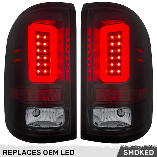 GMC Sierra 16-18 1500 & 16-19 2500/3500 (Only Fits Single Wheel Body Style Trucks with Factory OEM LED Tail Lights) OLED TAIL LIGHTS - Smoked Lens - Image 2