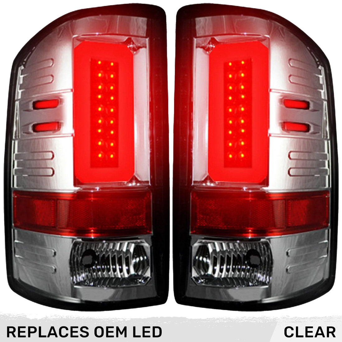 GMC Sierra 16-18 1500 & 16-19 2500/3500 (Only Fits Single Wheel Body Style Trucks with Factory OEM LED Tail Lights) OLED TAIL LIGHTS - Clear Lens