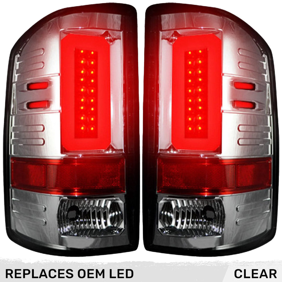 GMC Sierra 16-18 1500 & 16-19 2500/3500 (Only Fits Single Wheel Body Style Trucks with Factory OEM LED Tail Lights) OLED TAIL LIGHTS - Clear Lens
