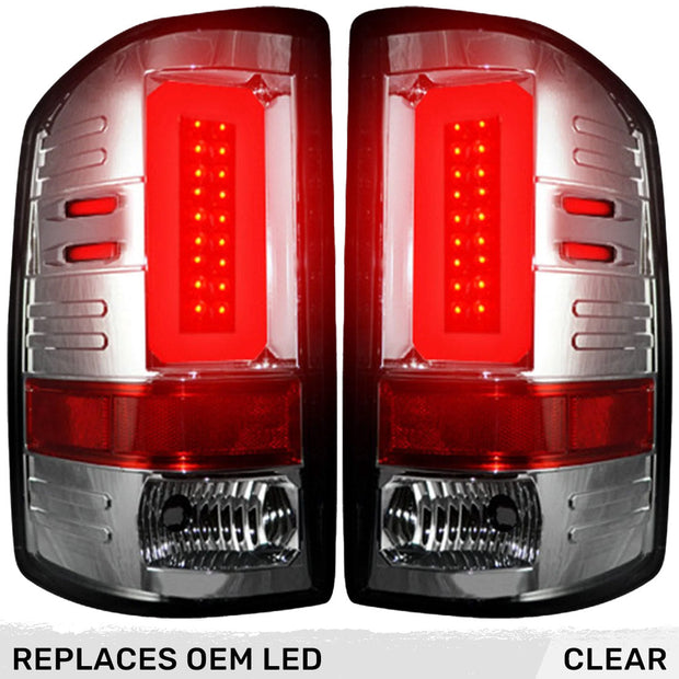 GMC Sierra 16-18 1500 & 16-19 2500/3500 (Only Fits Single Wheel Body Style Trucks with Factory OEM LED Tail Lights) OLED TAIL LIGHTS - Clear Lens