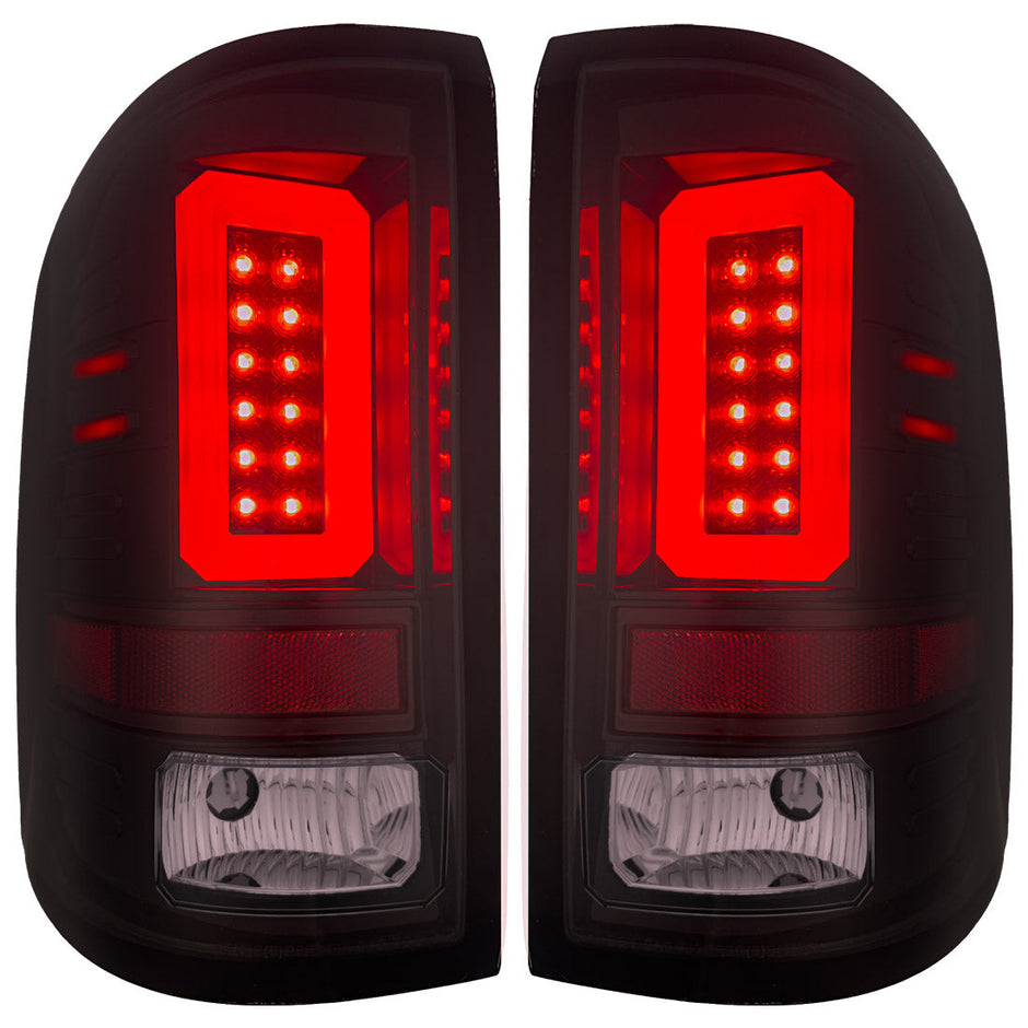 GMC Sierra 16-18 1500 & 16-19 2500/3500 (Only Fits Single Wheel Body Style Trucks with Factory OEM LED Tail Lights) OLED TAIL LIGHTS - Dark Red Smoked Lens