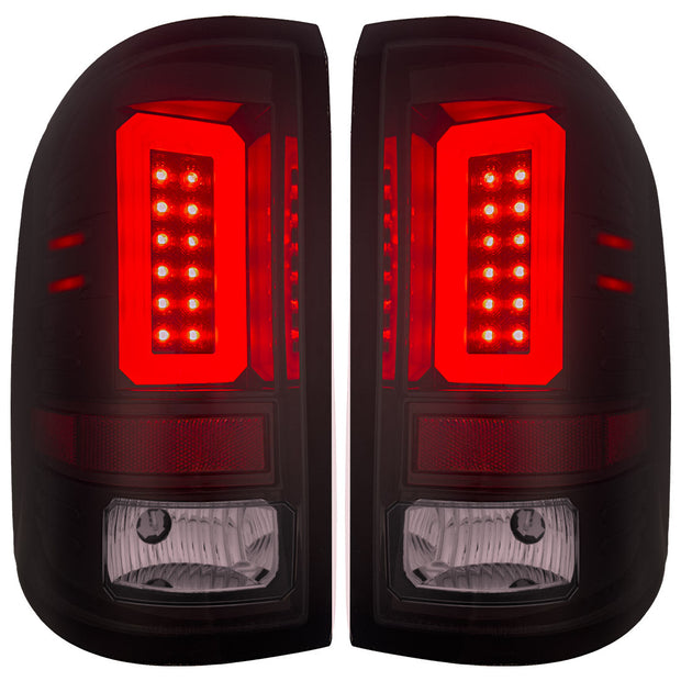GMC Sierra 16-18 1500 & 16-19 2500/3500 (Only Fits Single Wheel Body Style Trucks with Factory OEM LED Tail Lights) OLED TAIL LIGHTS - Dark Red Smoked Lens