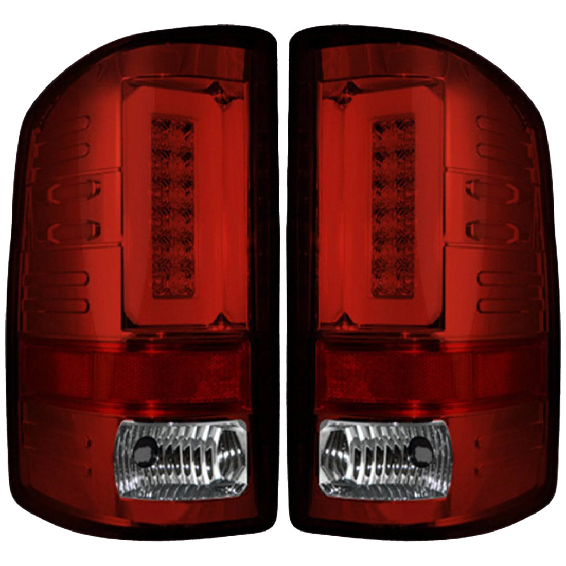 GMC Sierra 16-18 1500 & 16-19 2500/3500 (Only Fits Single Wheel Body Style Trucks with Factory OEM LED Tail Lights) OLED TAIL LIGHTS - Red Lens - Image 2