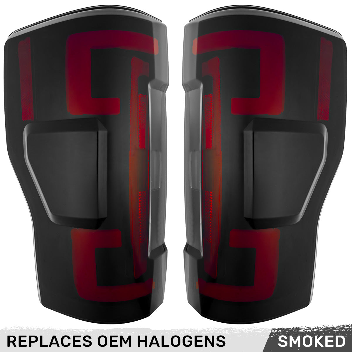 Ford Superduty F250/350/450/550 17-19 (Replaces OEM Halogen Style Tail Lights Both With & Without BLIS Blind Spot Warning System) OLED TAIL LIGHTS - Smoked Lens - Image 2
