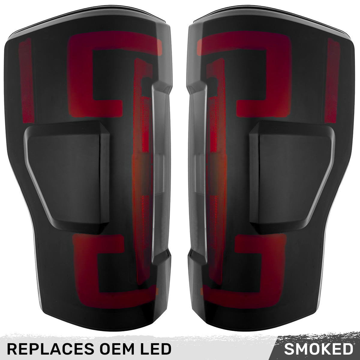 Ford Superduty F250/350/450/550 17-19 (Replaces OEM LED Style Tail Lights with BLIS Blind Spot Warning System) OLED TAIL LIGHTS - Smoked Lens - Image 2