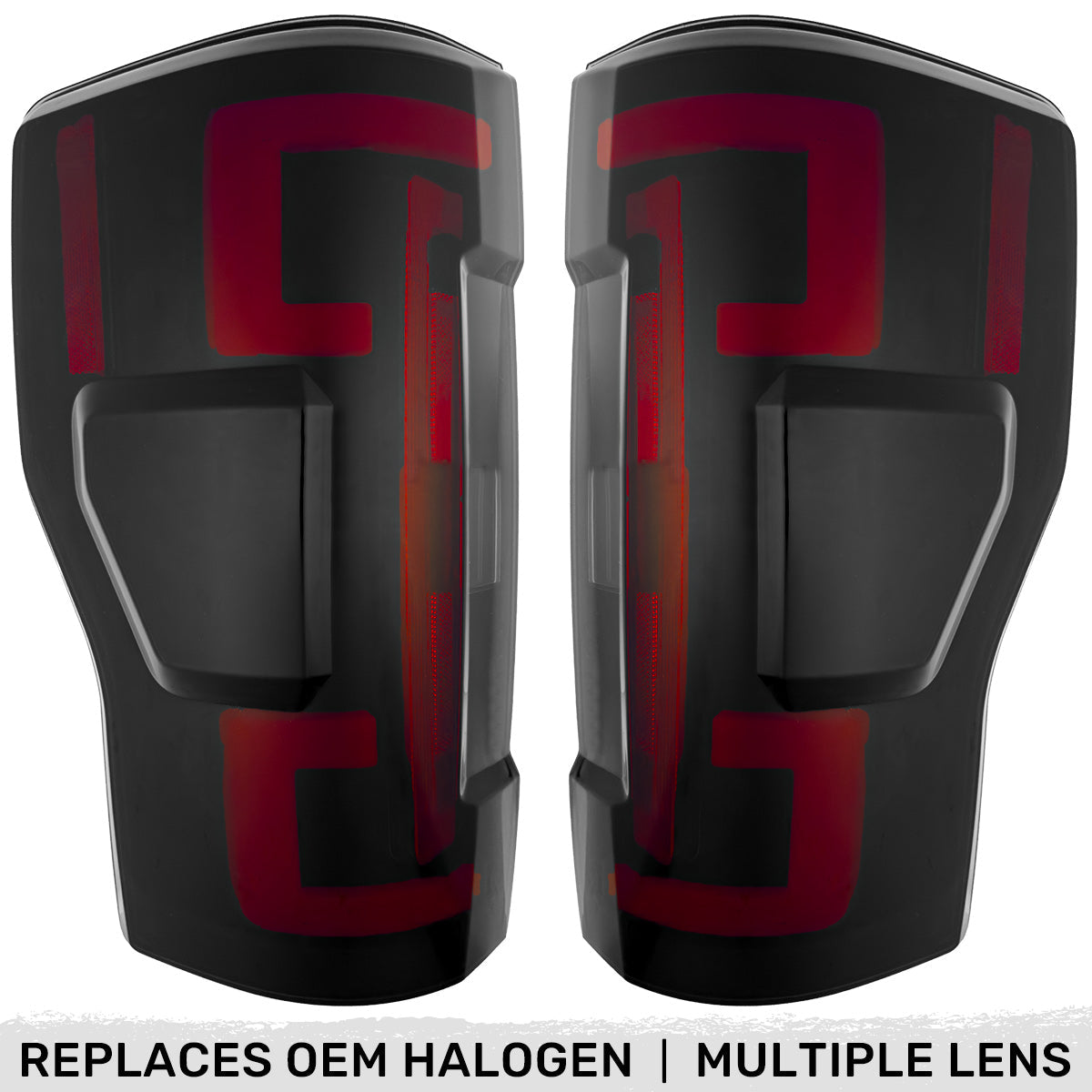 Ford Superduty F250/350/450/550 17-19 (Replaces OEM Halogen Style Tail Lights Both With & Without BLIS Blind Spot Warning System) OLED TAIL LIGHTS - Smoked Lens