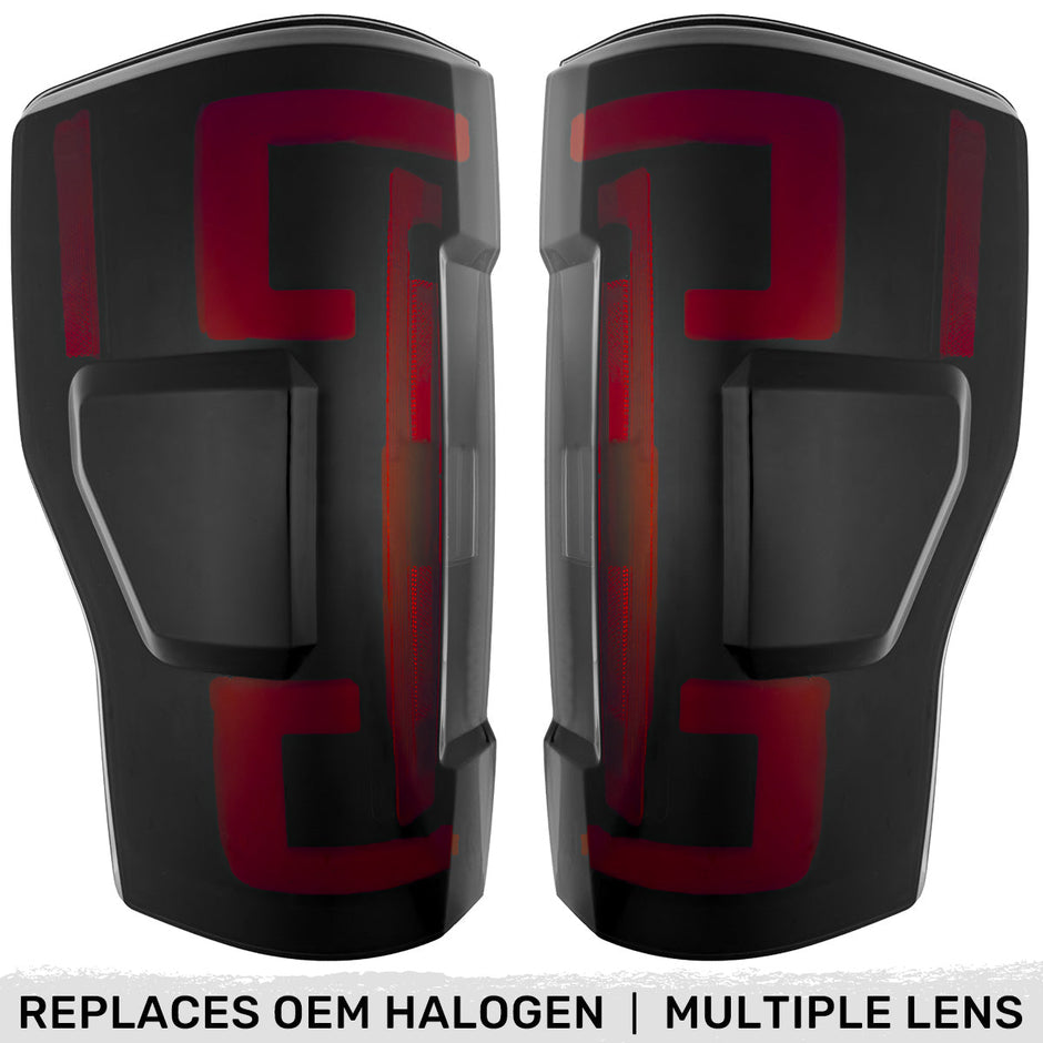 Ford Superduty F250/350/450/550 17-19 (Replaces OEM Halogen Style Tail Lights Both With & Without BLIS Blind Spot Warning System) OLED TAIL LIGHTS - Smoked Lens