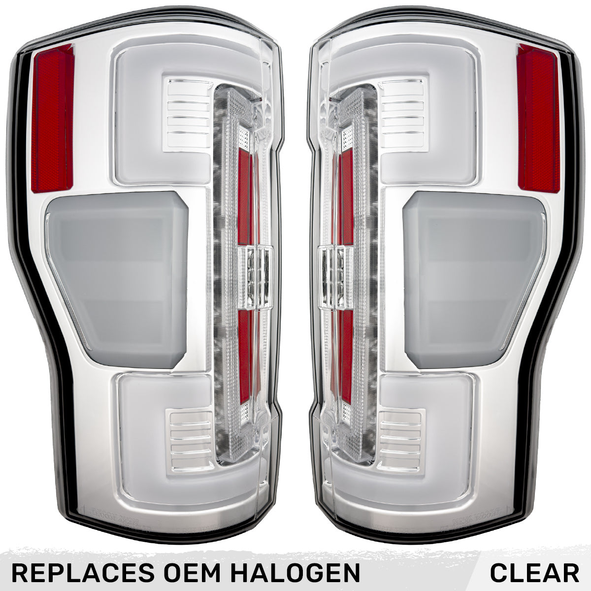 Ford Superduty F250/350/450/550 17-19 (Replaces OEM Halogen Style Tail Lights Both With & Without BLIS Blind Spot Warning System) OLED TAIL LIGHTS - Clear Lens - Image 2