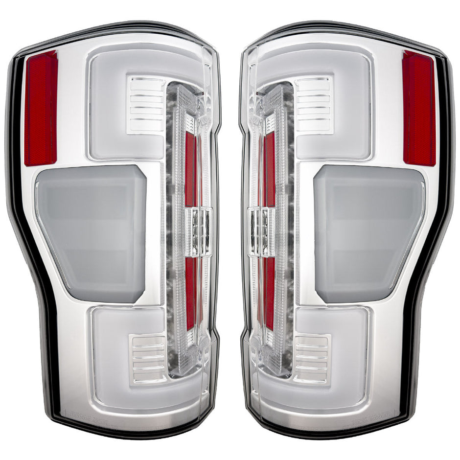 Ford Superduty F250/350/450/550 17-19 (Replaces OEM Halogen Style Tail Lights Both With & Without BLIS Blind Spot Warning System) OLED TAIL LIGHTS - Clear Lens - Image 3