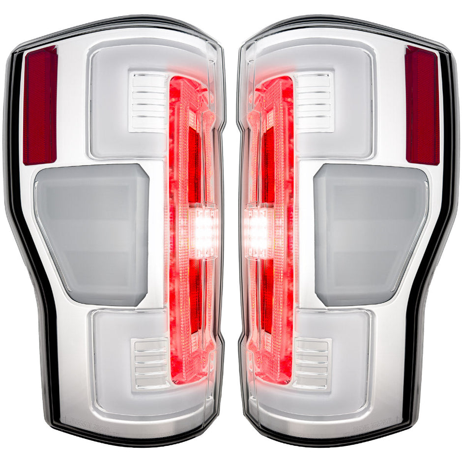 Ford Superduty F250/350/450/550 17-19 (Replaces OEM Halogen Style Tail Lights Both With & Without BLIS Blind Spot Warning System) OLED TAIL LIGHTS - Clear Lens - Image 4