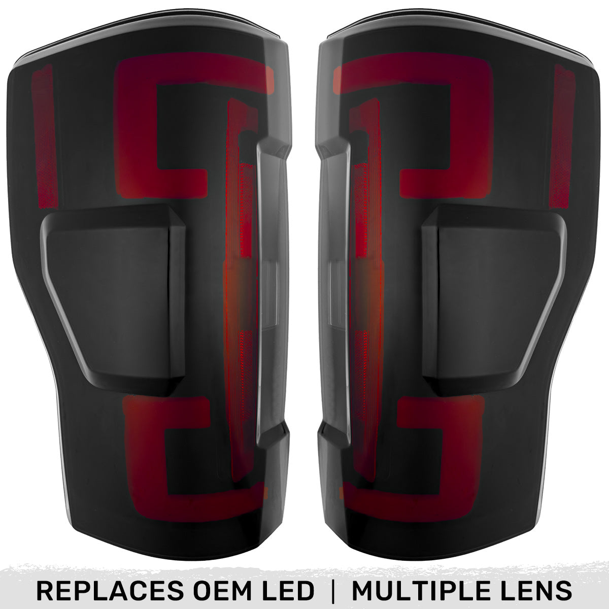 Ford Superduty F250/350/450/550 17-19 (Replaces OEM LED Style Tail Lights with BLIS Blind Spot Warning System) OLED TAIL LIGHTS - Smoked Lens