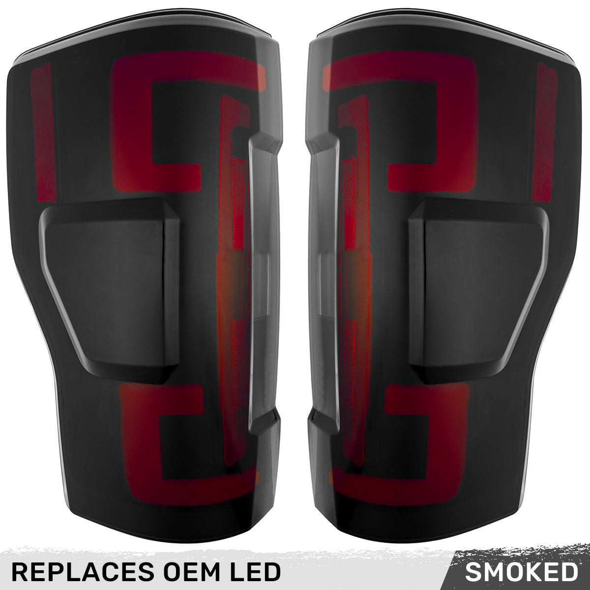 Ford Superduty F250/350/450/550 17-19 (Replaces OEM LED Style Tail Lights with BLIS Blind Spot Warning System) OLED TAIL LIGHTS - Smoked Lens - Image 4