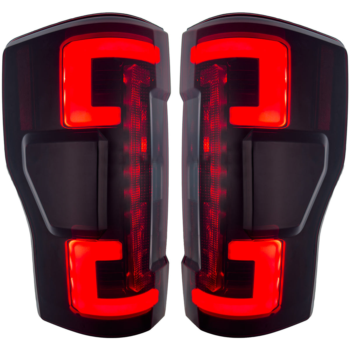 Ford Superduty F250/350/450/550 17-19 (Replaces OEM LED Style Tail Lights with BLIS Blind Spot Warning System) OLED TAIL LIGHTS - Smoked Lens - Image 5