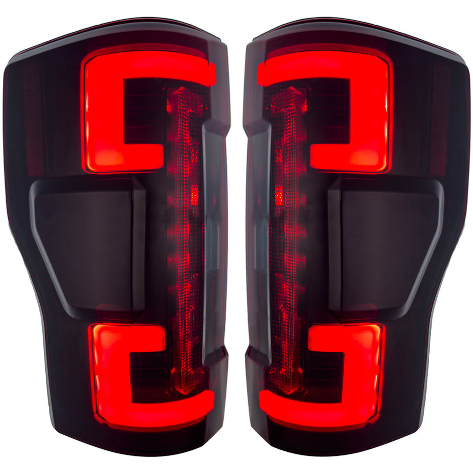 Ford Superduty F250/350/450/550 17-19 (Replaces OEM LED Style Tail Lights with BLIS Blind Spot Warning System) OLED TAIL LIGHTS - Smoked Lens - Image 5