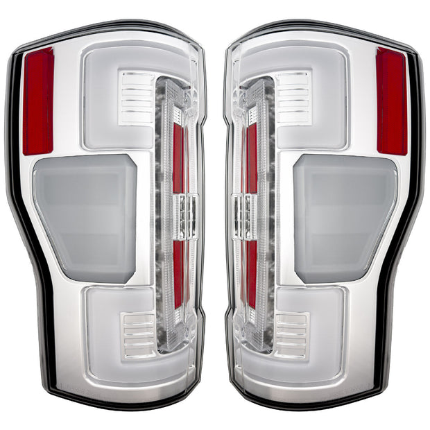 Ford Superduty F250/350/450/550 17-19 (Replaces OEM LED Style Tail Lights with BLIS Blind Spot Warning System) OLED TAIL LIGHTS - Clear Lens - Image 2