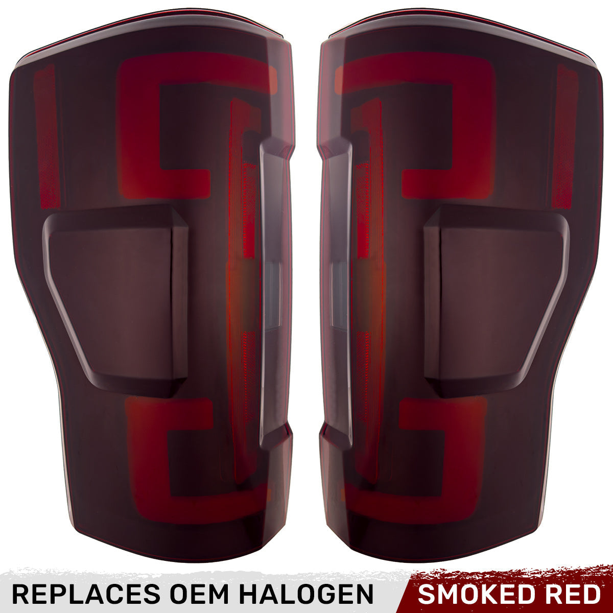Ford Superduty F250/350/450/550 17-19 (Replaces OEM Halogen Style Tail Lights Both With & Without BLIS Blind Spot Warning System) OLED TAIL LIGHTS - Dark Red Smoked Lens - Image 5