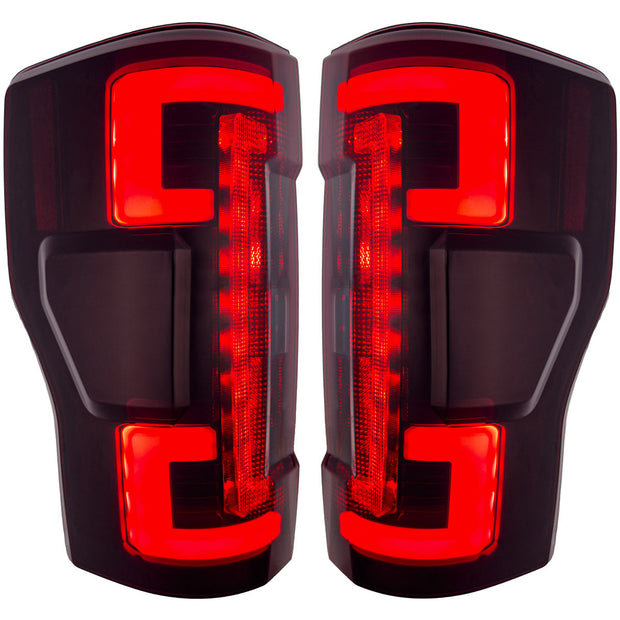 Ford Superduty F250/350/450/550 17-19 (Replaces OEM Halogen Style Tail Lights Both With & Without BLIS Blind Spot Warning System) OLED TAIL LIGHTS - Dark Red Smoked Lens